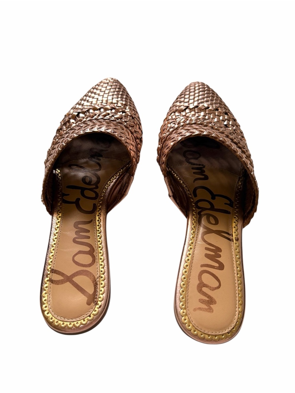 Sam Edelman Woven Pointed-Toe Natalya Mule in Metallic Rose Gold sz 9.5 - Picture 3 of 5